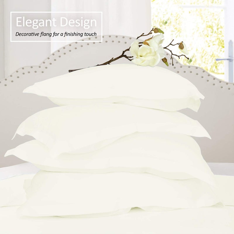 Nestl مجموعة وسادة Nestl Soft Pillow مجموعة من 2 - أغطية وسادة الألياف الدقيقة المزدوجة - حالات وسادة الفراش على طراز الفندق مع 1.5 شفة مزخرفة 20 "X30" " - قبالة وايت  - Image 3