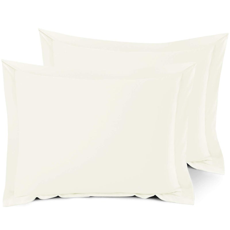 Nestl مجموعة وسادة Nestl Soft Pillow مجموعة من 2 - أغطية وسادة الألياف الدقيقة المزدوجة - حالات وسادة الفراش على طراز الفندق مع 1.5 شفة مزخرفة 20 "X30" " - قبالة وايت  - Image 1