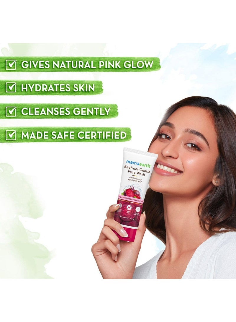 Mamaearth Beetroot Natural Pink Glow Combo | Beetroot Gentle Face Wash (100ml) & Beetroot Hydraful Moisturizer (50ml) | Gives Natural Pink Glow | Cleanses, Hydrates and Moisturizes | Combo Pack - Image 2