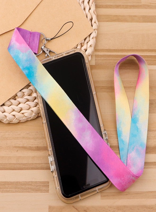 DMLSKY Rainbow Watercolour Badge Holder Lanyard for Nametag Retractable Badge Reel Clip for Keys Men Women Work ID Student Teacher - Image 3