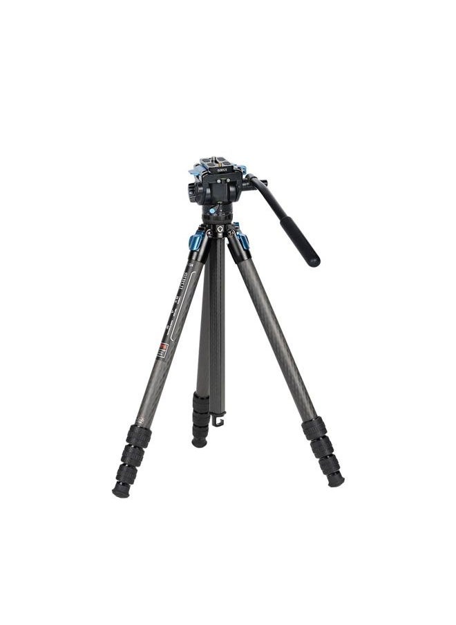 sirui - SIRUI ST-124+VA-5 Carbon Fiber Tripod with Fluid Video Head, Triangular Centre Column, Waterproof,4 Sections, 62.2inch, Load 6.61lbs - Image 1