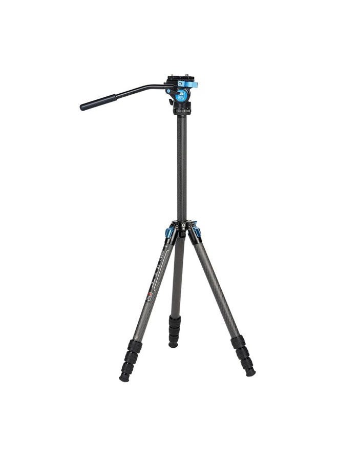 sirui - SIRUI ST-124+VA-5 Carbon Fiber Tripod with Fluid Video Head, Triangular Centre Column, Waterproof,4 Sections, 62.2inch, Load 6.61lbs - Image 1
