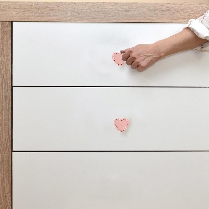 Toyvian Heart-Shaped Brass Cabinet Wardrobe Door Handles with Pink Leather Pulls, Single Hole Furniture Handles for ’ Dresser Drawers, 2pcs Set for ’ Room Storage - Image 5