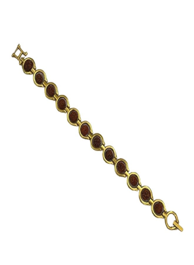 numeroastro 5 Mukhi Rudraksha Bracelet In Designer Gold Plated Metal For Men & Women (1 Pc) - Image 2