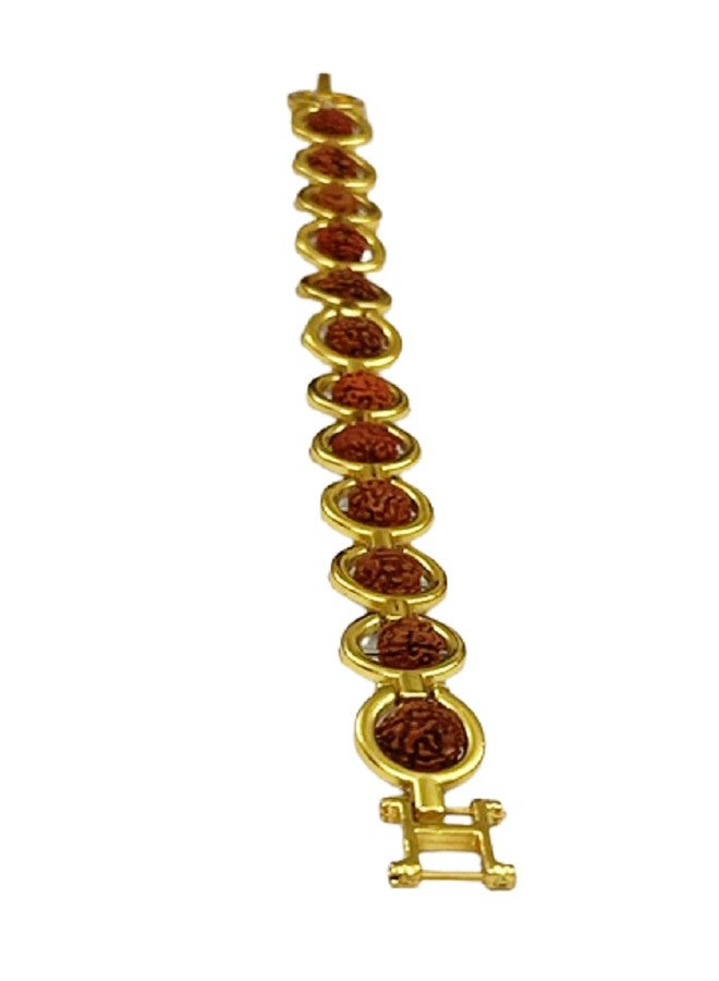 numeroastro 5 Mukhi Rudraksha Bracelet In Designer Gold Plated Metal For Men & Women (1 Pc) - Image 4