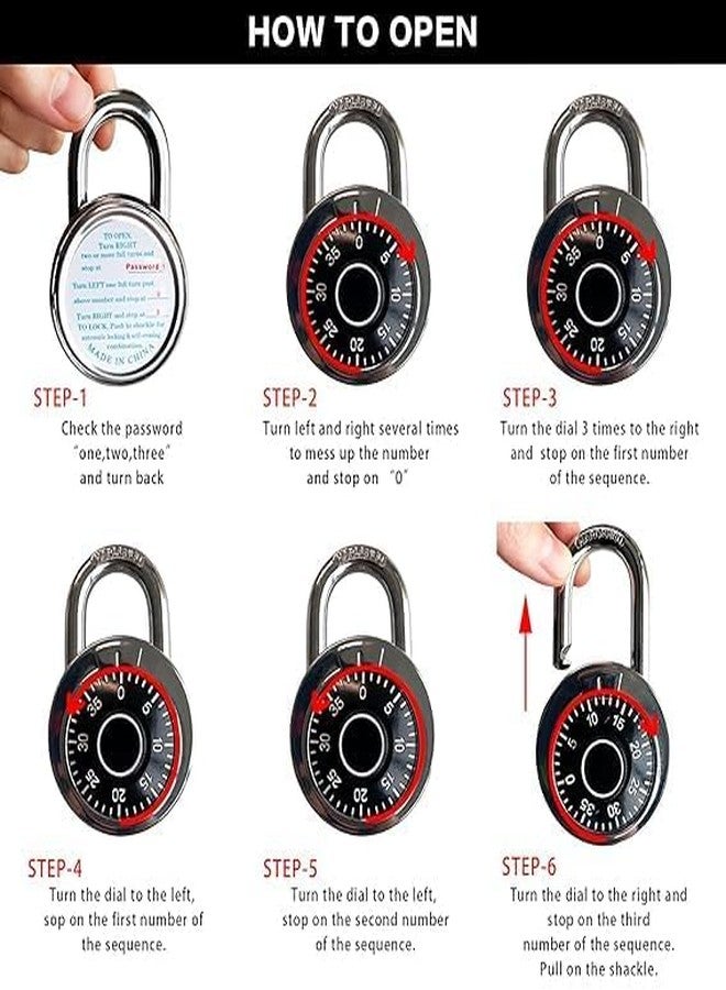 ENNCOZY Coded Lock, Rotary Padlock Combination Padlocks Rotary Padlock Digit Combination Locker Lock Safe Round Dial Number Luggage Suitcase Security(Combination Padlock) - Image 3