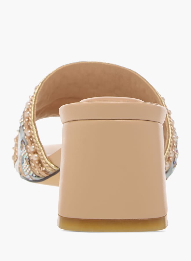 Celeste Womens Embellished Slip-On Sandals With Block Heels  - Image 5
