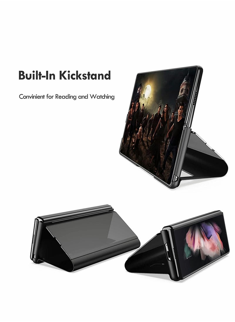 Y&D Case for Samsung Z Fold 3 Cover, Plating Mirror Makeup Phone Flip Shockproof Cover  - Image 4