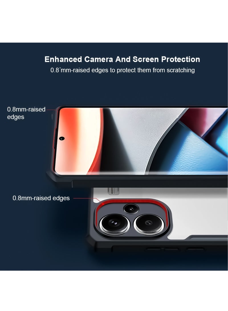 For Xiaomi Redmi Note 13 Pro Plus Case, Camera Lens Protection Back Cover, TPU Shockproof Airbags Bumper Mobile Phone Case, Slim Fit Anti-Yellowing PC Mixed Material Protective Casing (Black Clear) - Image 2