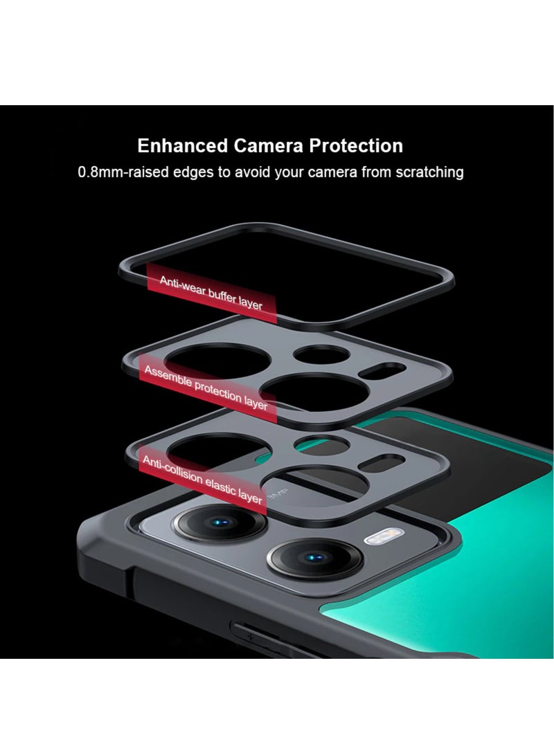 For Xiaomi Redmi Note 13 Pro Plus Case, Camera Lens Protection Back Cover, TPU Shockproof Airbags Bumper Mobile Phone Case, Slim Fit Anti-Yellowing PC Mixed Material Protective Casing (Black Clear) - Image 3