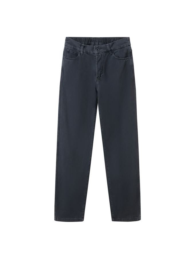 Markless Autumn Winter 100% Cotton Simple Loose Casual Denim Men's Straight Fit Versatile Pants 4801 Dark Blue S - Image 4