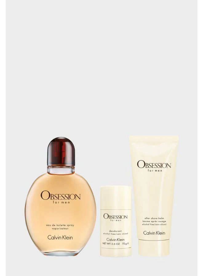 Obsession for Men Eau de Toilette 125ml, After Shave Balm 100ml & Deodorant Stick 75g Gift Set