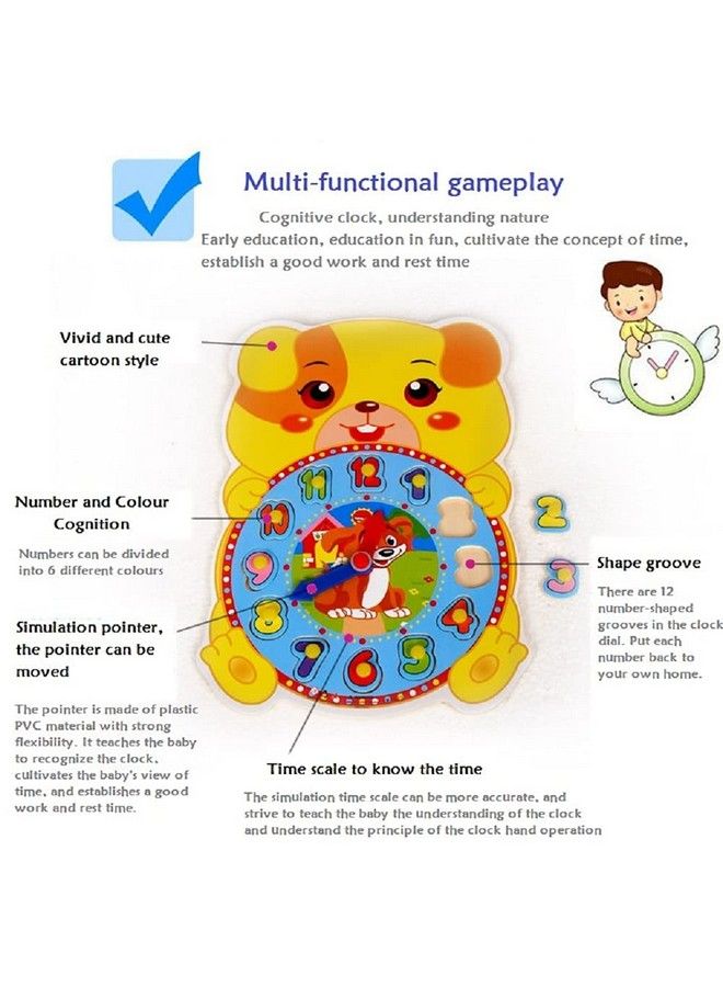 PLUSPOINT Clock Learning For Kidsteaching Time Montessori Toys For Toddlers Learning Clock Early Learning Educational Toy Gift For 3 Year Old Toddler Baby Kids (Cartoon Clock) Multicolor - Image 4