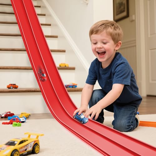 INKZOO Upgrade Flexible Race Track for Kids 3 Flexible Car Track 15Ft Race Track Compatible with Diecast 164th Cars Roll Up Car Ramp Toy with Strong Suction Cups - Image 1