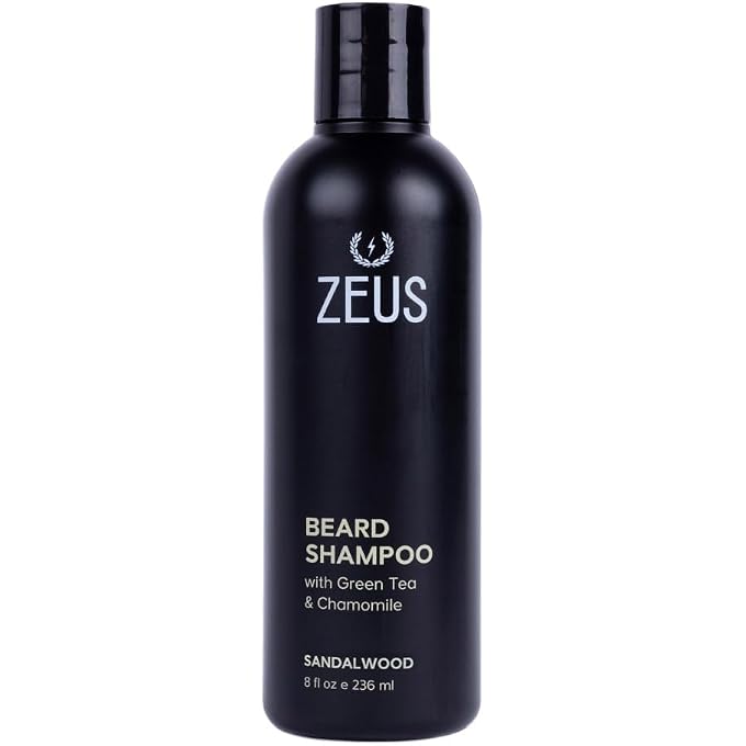 Zeus Beard Shampoo and Wash for Men 240ml Beard Wash with Natural Ingredients (Scent: Sandalwood) - Image 1