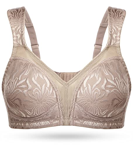 Wingslove Women's Full Coverage Non Padded Comfort Minimizer Wire-Free Bra Plus Size(Toffee,38C) - Image 1