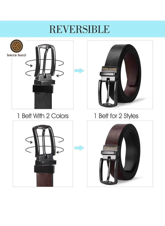 Bacca Bucci  Men's Reversible Black and Brown Leather Belt for Men | Best Price UAE