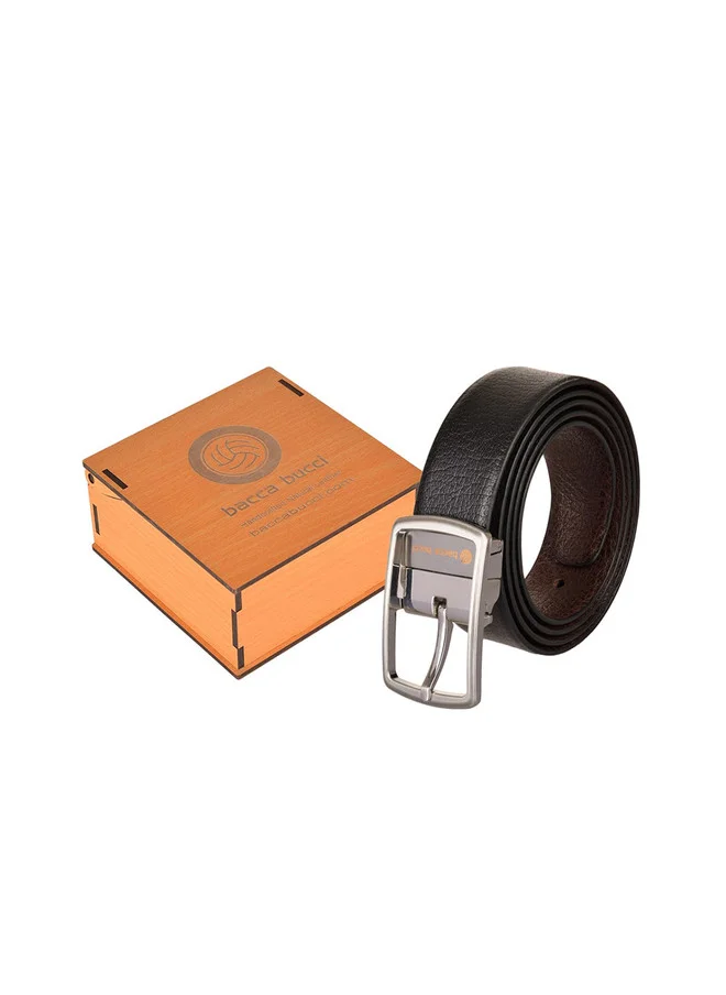 باكا بوتشي حزام رجالي جلد أسود وبني قابل للعكس
