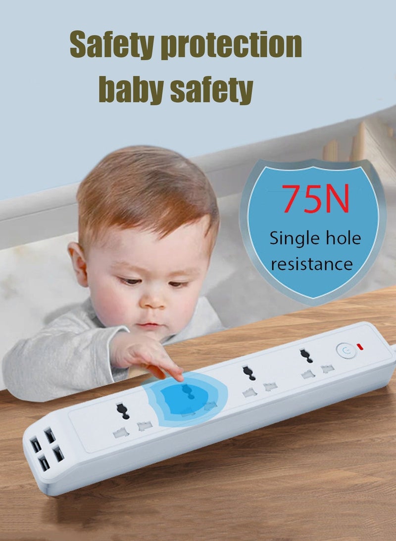 HEROCKX Power Strip Power Extension Cable 4 USB Ports 4 Outlet Power Strip UK Plug To Universal Plug Wall Mountable 1 Independently Switchable Surge Protector Power Outlet Cord With 2m Extension Cable - Image 2