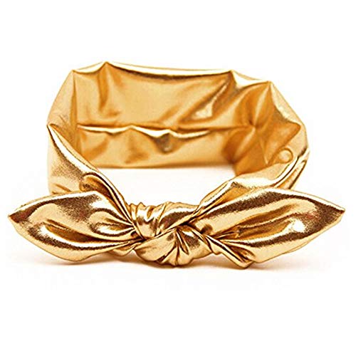 AISIBO Baby Headbands, Children Big Bow Elasticity Headband Kids for Girls Newborn Infant Toddlers Kids (Gold) - Image 1