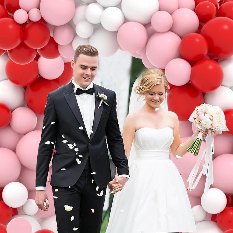 Cunnikku Red Pink White Balloon Arch Garland Kit, 122PCS Red Light Pink White Party Balloons for Birthday Proposal Wedding Engagement Anniversary Bridal Shower Galentines Day Party Romantic Decorations - Image 5