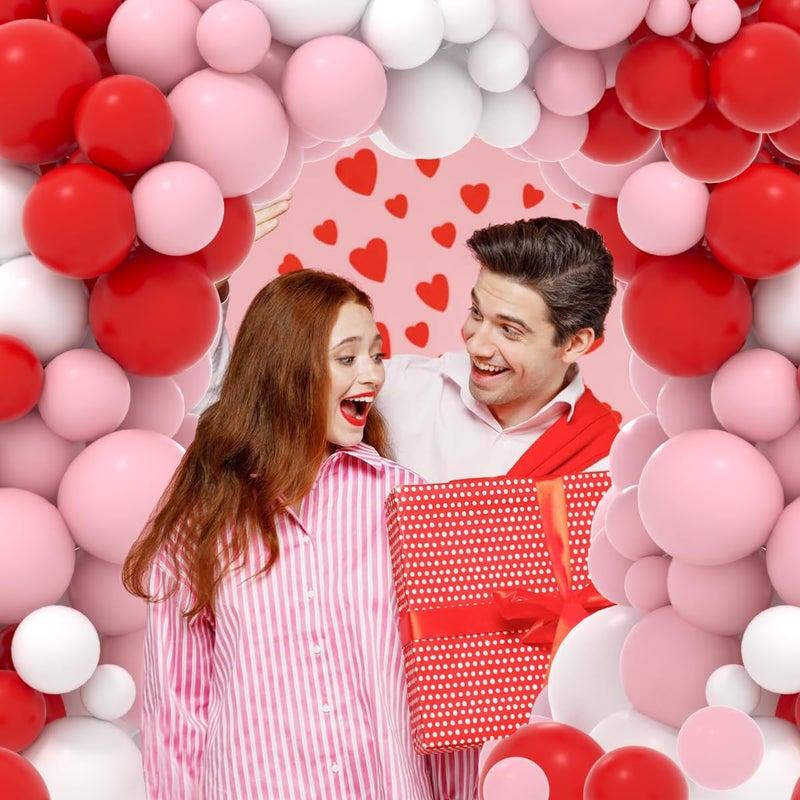 Cunnikku Red Pink White Balloon Arch Garland Kit, 122PCS Red Light Pink White Party Balloons for Birthday Proposal Wedding Engagement Anniversary Bridal Shower Galentines Day Party Romantic Decorations - Image 4