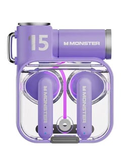 Monster XKT15 Wireless Bluetooth Earbuds Gaming Headphones Deep Bass Low Latency Game Headset with Built-in Microphone Noise Cancellation violet