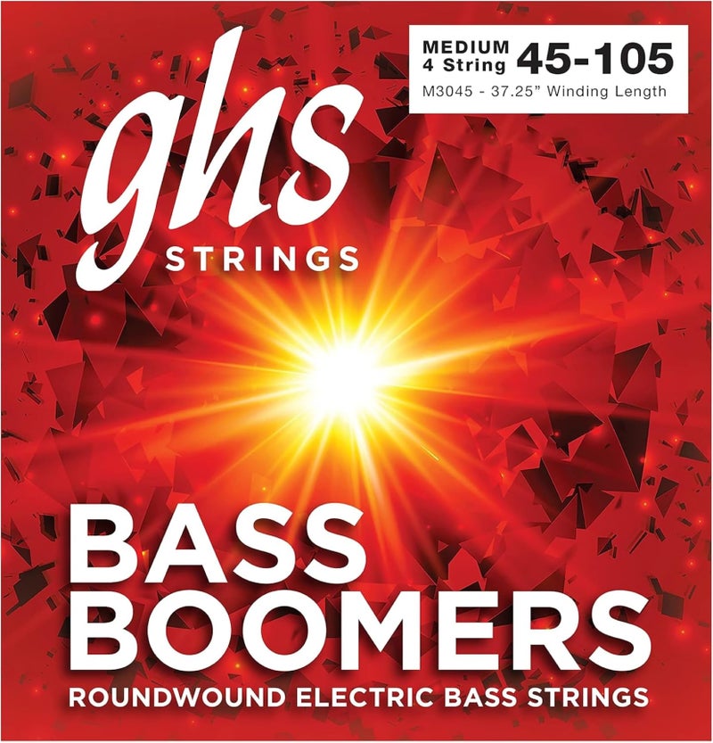 GHS Strings M3045 4-String Bass Boomers, Nickel-Plated Electric Bass Strings, Long Scale, Medium (45-105) - Image 1