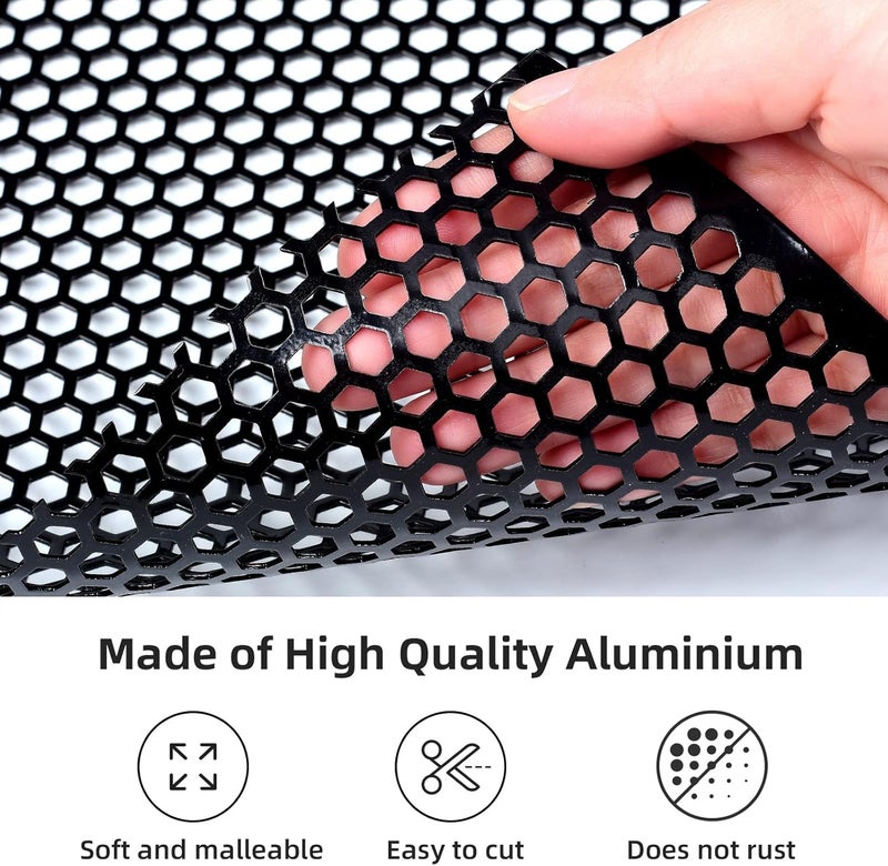 AggAuto Universal 40"x13" Car Grill Mesh - Aluminum Alloy Automotive Grille Insert Bumper Honeycomb Hole 6mm Spacing 2mm, One of the Most Multifunctional Shape Grids 100x33cm Black - Image 2