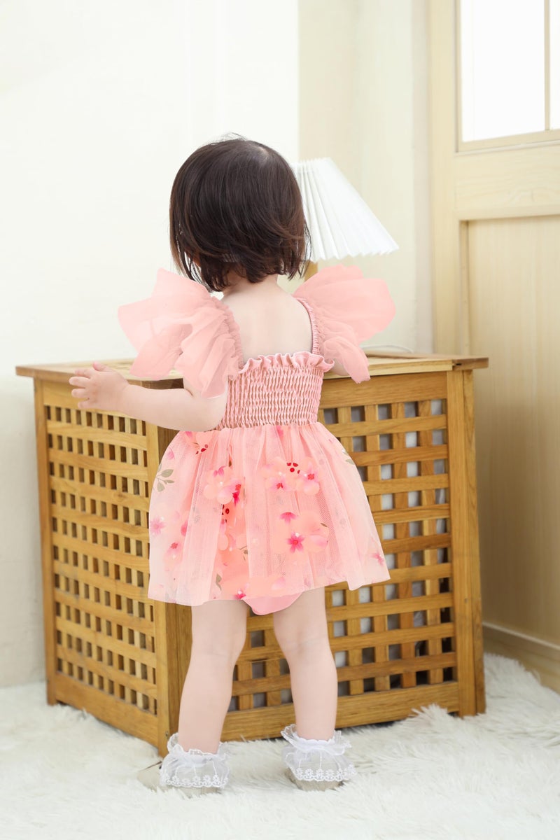 TITKKOP Baby Girl Clothes Infant Tulle Romper Ruffe Sleeveless Bodysuit Baby Girl Outfits Infant Girl Dress(pink1,3-6M) - Image 4