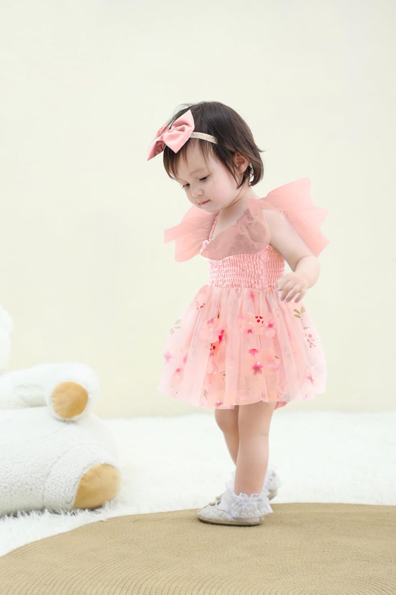 TITKKOP Baby Girl Clothes Infant Tulle Romper Ruffe Sleeveless Bodysuit Baby Girl Outfits Infant Girl Dress(pink1,3-6M) - Image 3