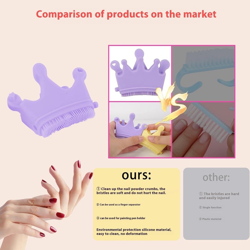 Purple Toe Separators Food Grade Silicone Washable Reusable Nail Brush Holder - Image 4