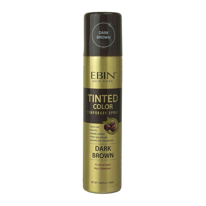 EBIN NEW YORK Tinted Color Temporary Root Touch Up Hair Spray 3.38oz /Dark Brown - Perfect Gray Coverage, Quick Dry, Humidity-Resistant, Infused With Jojoba Oil - Image 1