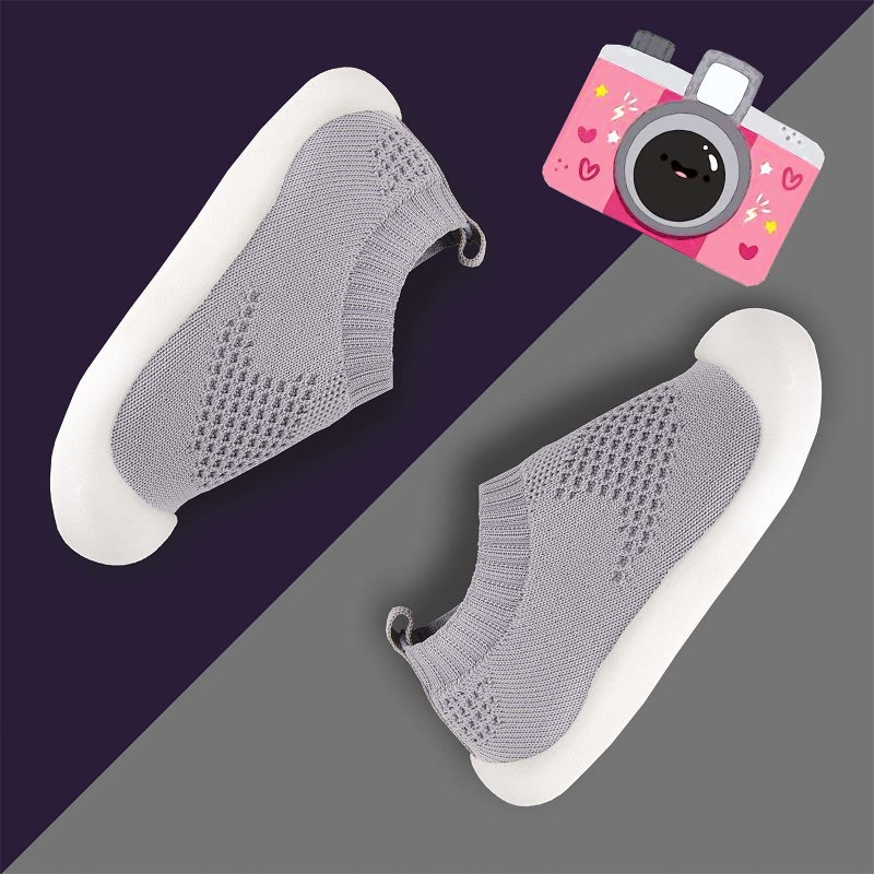 Charrost Toddler Slip On Shoes Quick Easy Dressing TPR Grip First Walking Confidence Grey 12-18 Months Size 5T - Image 2