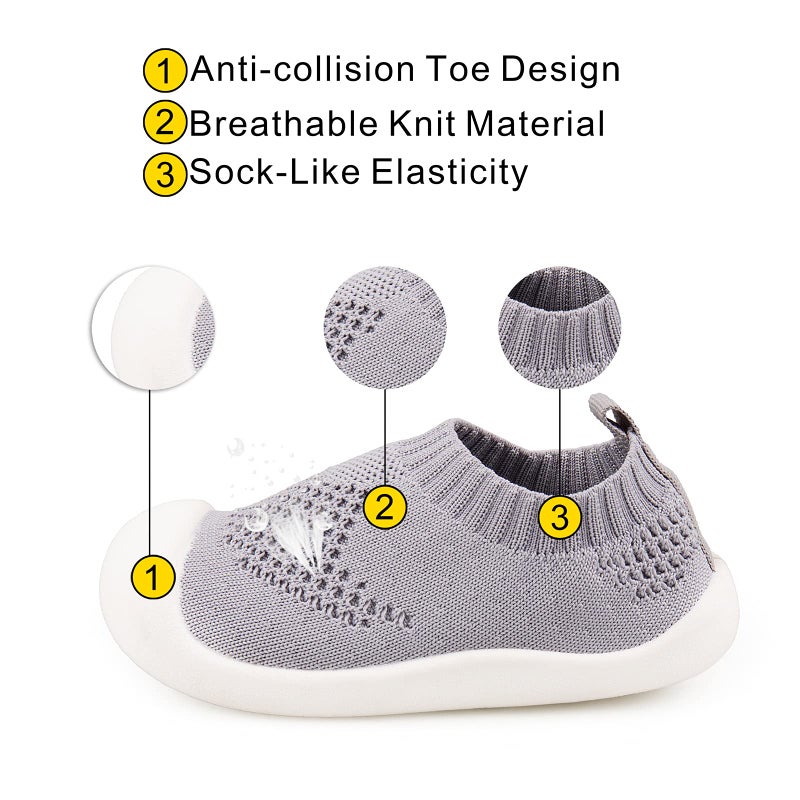 Charrost Toddler Slip On Shoes Quick Easy Dressing TPR Grip First Walking Confidence Grey 12-18 Months Size 5T - Image 3
