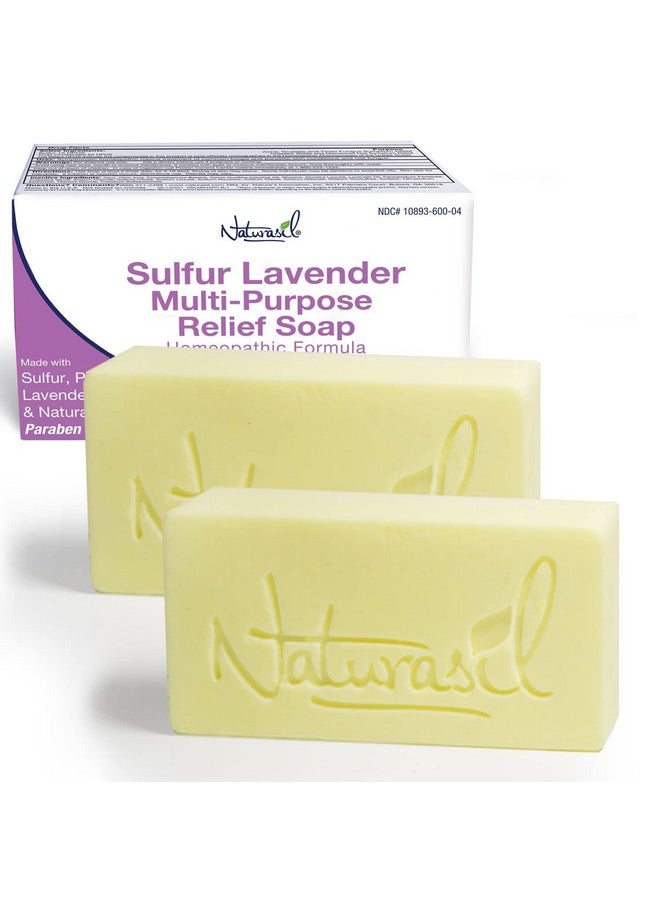 Naturasil - 10% Sulfur Lavender Soap Treatment Natural Relief For Acne Bug Bites Warts Mites Eczema Itching Discomfort For Kids & Adults Face & Body Soap 4Oz Bars (2) - Image 1