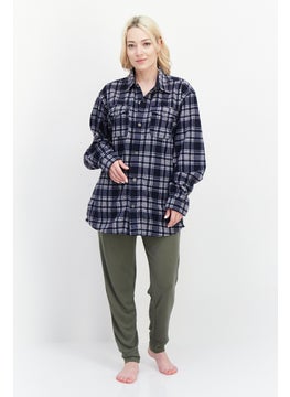 Eddie Bauer Women Plaid Long Sleeves Pajamas, Blue Combo  - Image 2