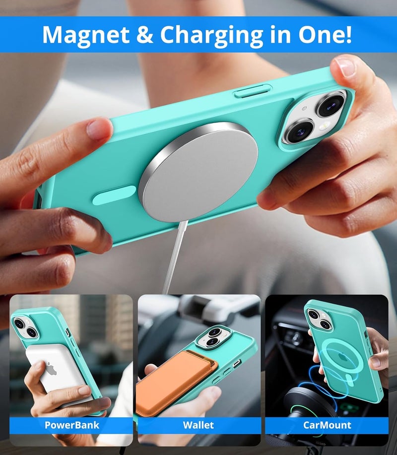 حافظة مغناطيسية لـ iPhone 15 مع زجاج واقي واحد متوافقة مع MagSafe حماية من السقوط وفق المعايير العسكرية ظهر غير لامع شفاف حافظة هاتف مقاومة للصدمات لـ iPhone 15 - Image 3