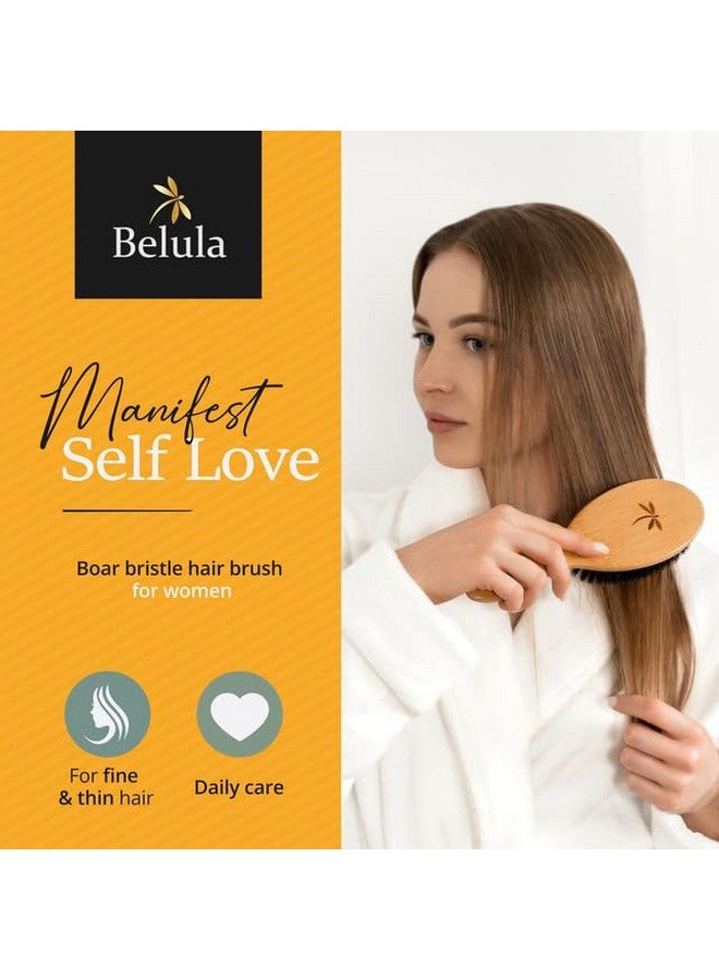 Belula 100% Boar Bristle Hair Brush Set (Medium). Soft Natural Bristles for Thin and Fine Hair. Restore Shine And Texture. Wooden Comb, Travel Bag and Spa Headband Included! - Image 4