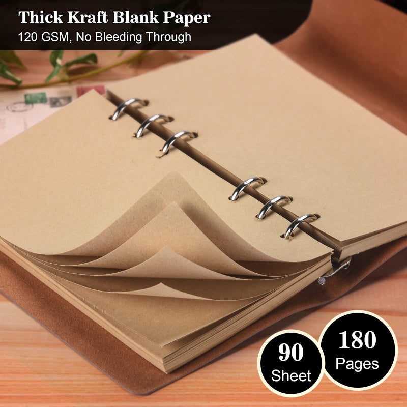MALEDEN Vintage Refillable Journal, Premium Leather Traveler Notebook Sketchbooks Classic Diary Planner with Blank Pages and Zipper Pocket (Bird) - Image 4