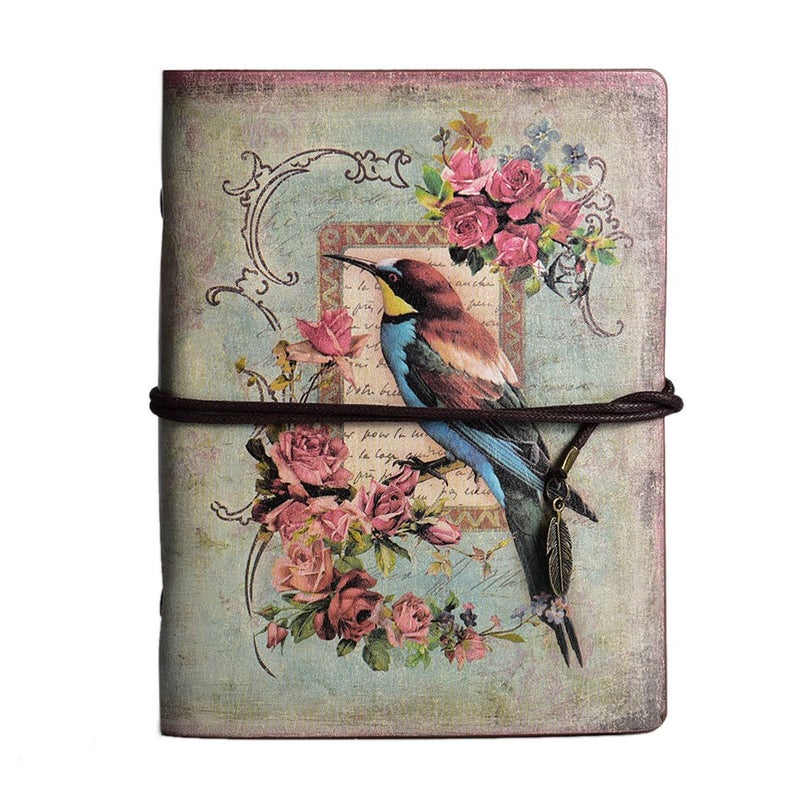 MALEDEN Vintage Refillable Journal, Premium Leather Traveler Notebook Sketchbooks Classic Diary Planner with Blank Pages and Zipper Pocket (Bird) - Image 1