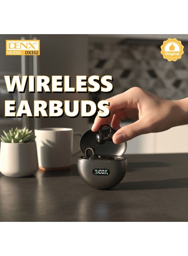 Denx DX352 Open Ear Headphones, Wireless Bluetooth 5.4 Open Ear Headphones, Lightweight Open Ear Headphones with C-Shaped Bridge, Slim Hook, 60H Battery, Water Resistant, (Black) - Image 2