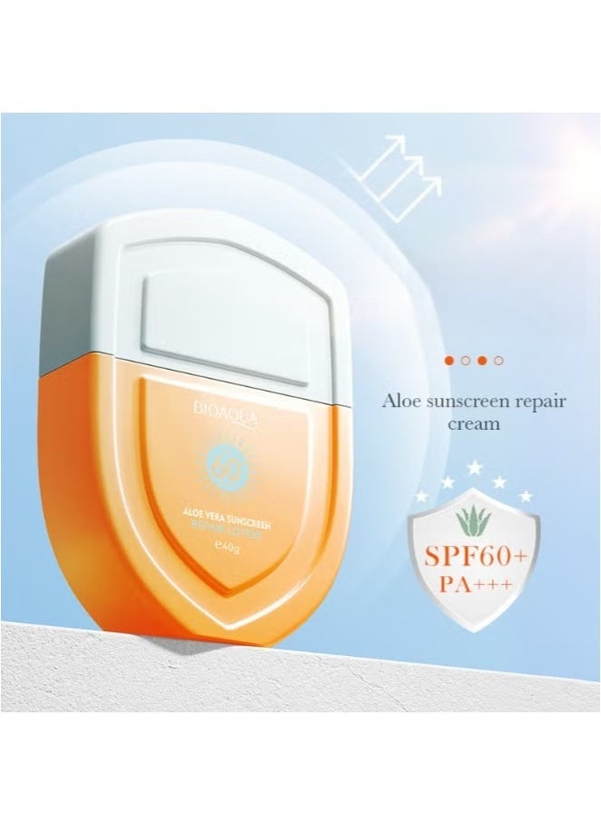 BIOAOUA Sunscreen SPF 60, Aloe Vera Face Sunscreen, ACE UVA/UVB Protection Moisturizer, Non-Toxic, Waterproof, For Face and Body, Sunscreen Lotion (For Face, Neck and Body) 40g - Image 2