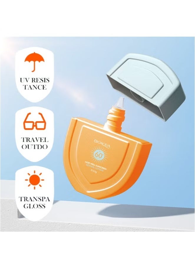 BIOAOUA Sunscreen SPF 60, Aloe Vera Face Sunscreen, ACE UVA/UVB Protection Moisturizer, Non-Toxic, Waterproof, For Face and Body, Sunscreen Lotion (For Face, Neck and Body) 40g - Image 3