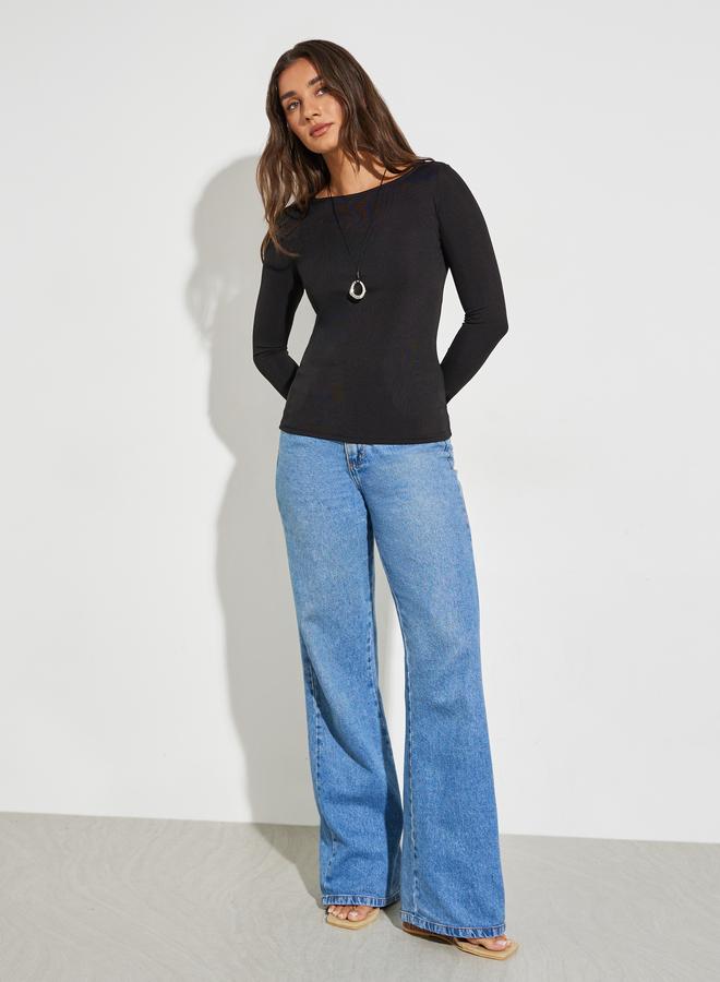 Styli Pack of 2 - Solid Boat Neck Knit Top - Image 2