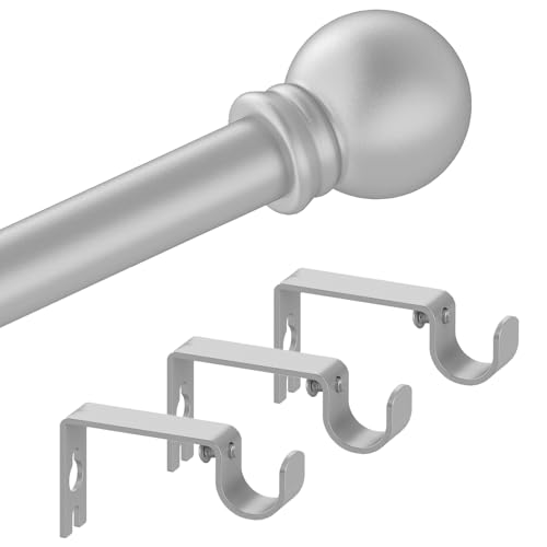 Authandis Silver Curtain Rods for Bedroom with Brackets,5/8 Inch Diameter Small Window Curtain Rod Adjustable 32 to 120 Inches,Easy Install Drapery Rods,Gray - Image 1