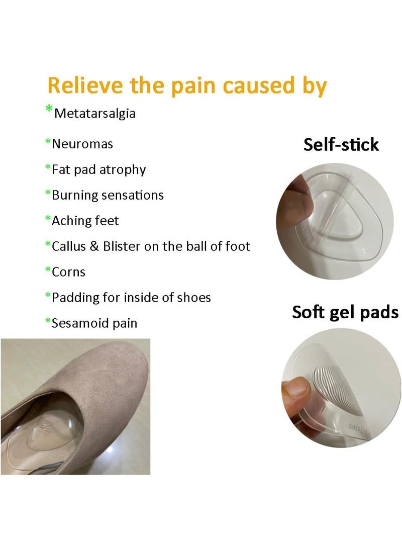 Metatarsal Pads Ball of Foot Cushions 8 Pack Gel Ball Feet Pads Mortons Neuroma Callus Foot Pain Relief Bunion Forefoot Support for Women Men - Image 3