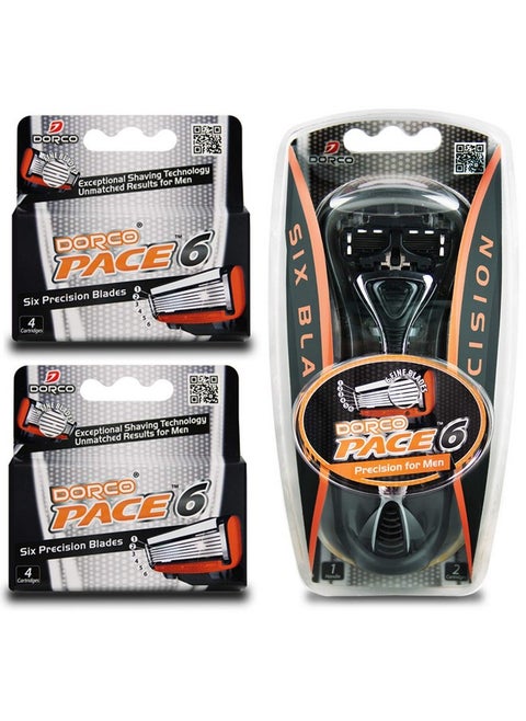 Pace 6 Six Blade Razor Blade System Value Pack (10 Pack + 1 Handle)