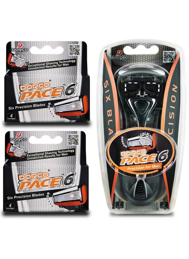 DORCO - Pace 6 Six Blade Razor Blade System Value Pack (10 Pack + 1 Handle) - Image 1