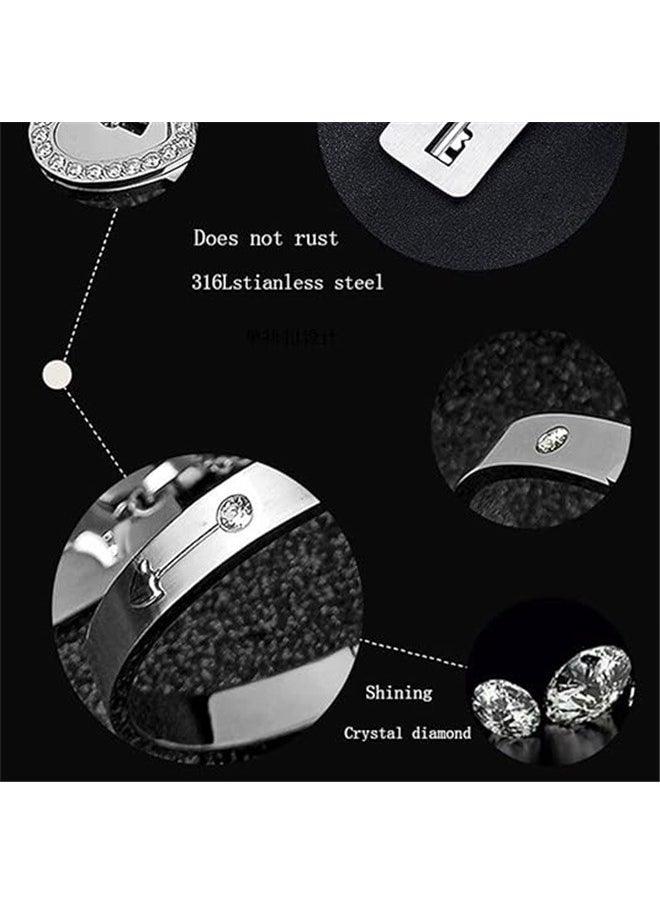 yongsheng 2-Piece Stainless Steel Jewelry Set，Romantic Stainless Steel Bracelet Love Heart Lock Bangle Key Pendants Necklace Lovers Jewelry set  - Image 4